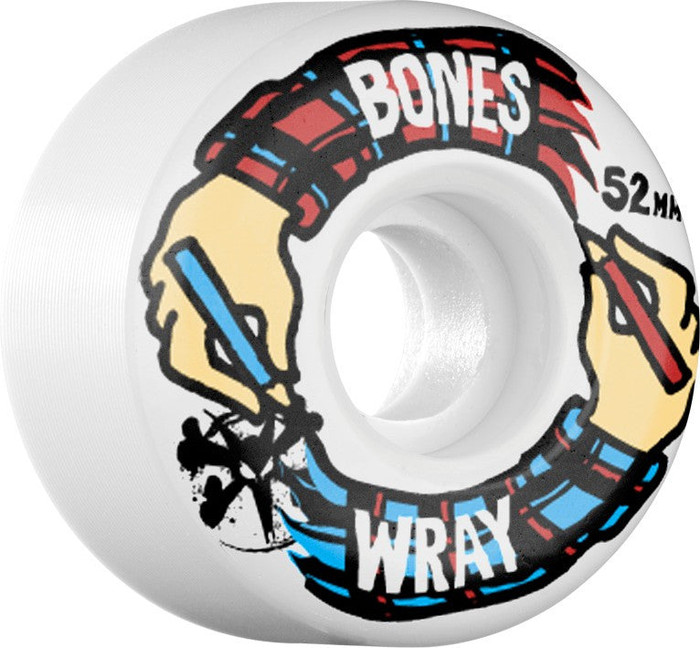 Bones STF V3 Wray Hands Skateboard Wheels 52mm - White (Set of 4)