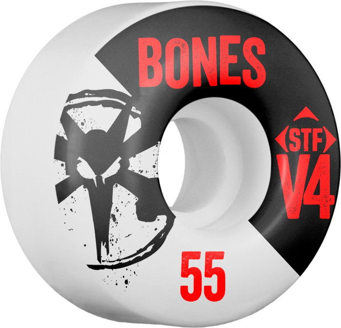 Bones STF V4 Series Skateboard Wheels - White - 55mm 83b (Set of 4)