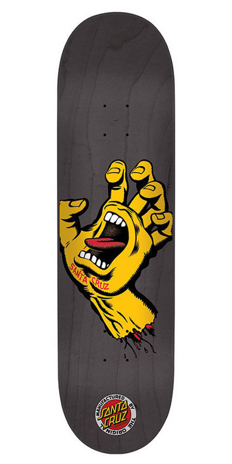 Santa Cruz Screaming Hand Seven Five Skateboard Deck 7.5 x 31 - Black/Yellow