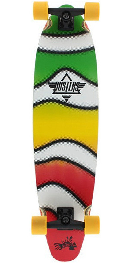 Dusters Demo Longboard - Rasta - 9.5in x 38in - Complete Skateboard