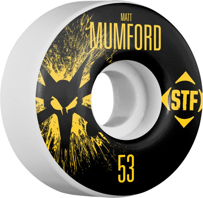 Bones STF V1 Mumford Splat - White - 53mm 83b - Skateboard Wheels (Set of 4)