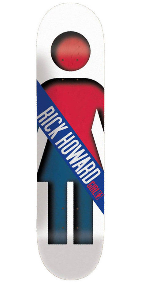 Girl Howard Half & Half Skateboard Deck - 8.5 Inch - White/Red/Blue