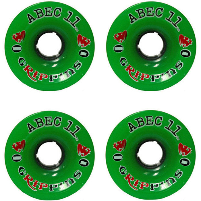 Abec 11 Grippins - Green - 70mm 81a - Skateboard Wheels (Set of 4)