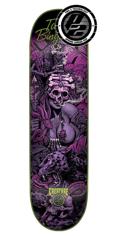 Creature Bingaman Predator P2 Skateboard Deck - Black/Purple - 8.375in x 32.0in