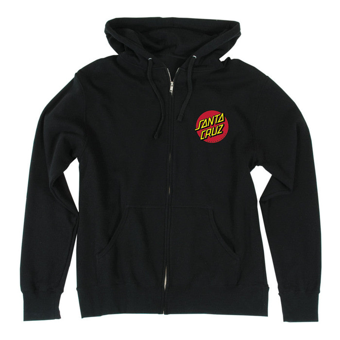 Santa Cruz Classic Dot Hooded Zip L/S - Black - Mens Sweatshirt