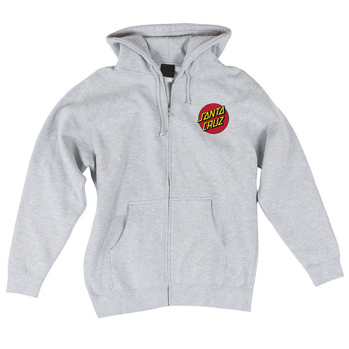 Santa Cruz Classic Dot Hooded Zip L/S -  Grey Heather - Mens Sweatshirt