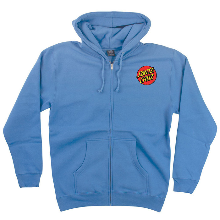 Santa Cruz Classic Dot Hooded Zip Long Sleeve Men's Sweatshirt - Collegiate Blue