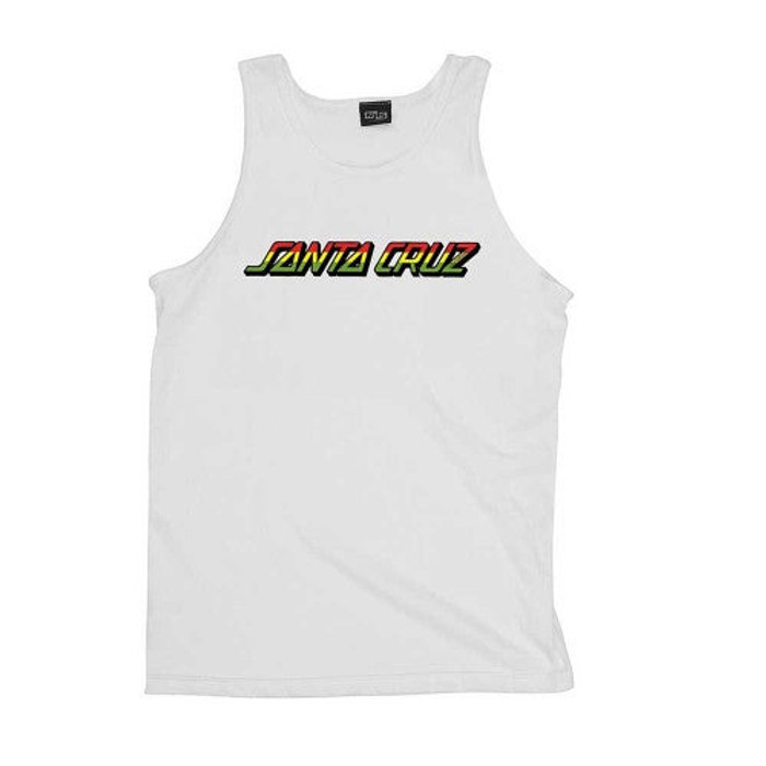 Santa Cruz Rasta Strip Regular Mens Tank Top - White