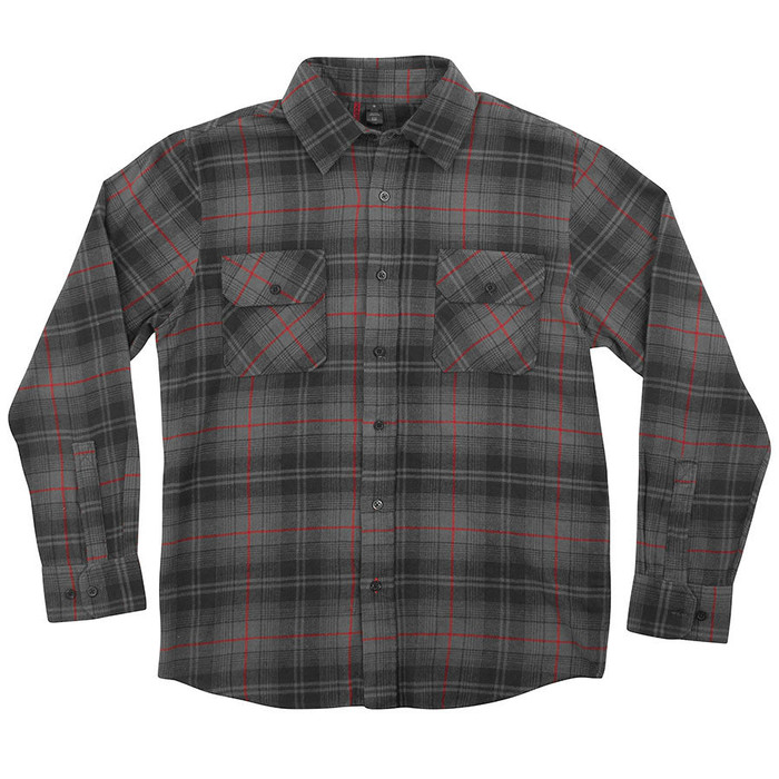 Independent Master Button Up L/S Men's Collared Shirt - Grey/BlackRed Plaid