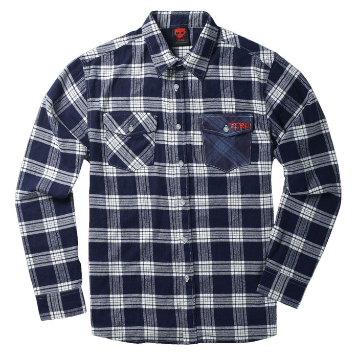 Zero Flannel Men's Collared Shirt - Navy - Small