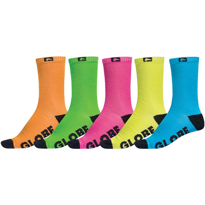 Globe Neon Crew Men's Socks - Assorted (5 Pairs)