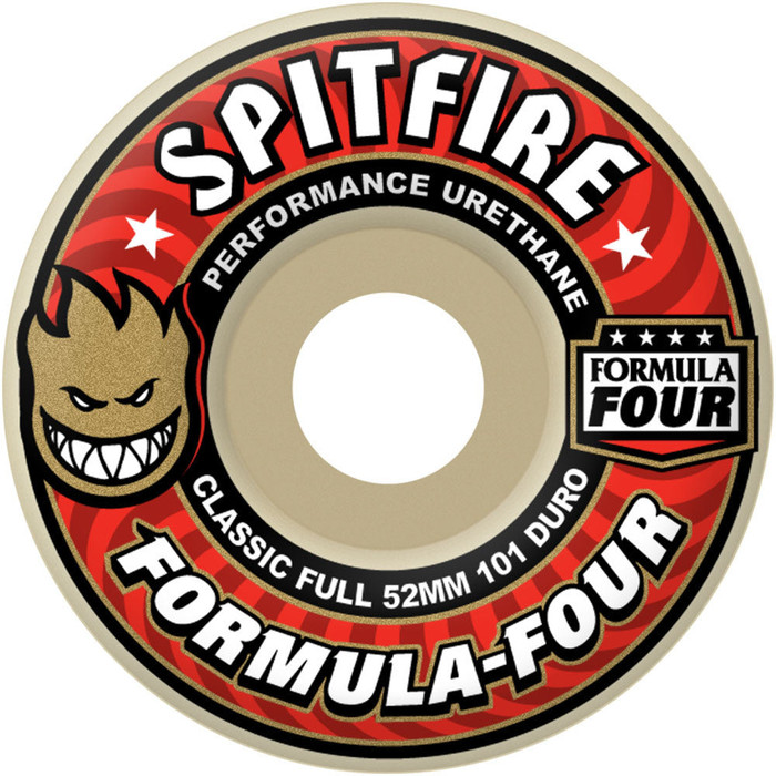 Spitfire Formula Four Classic Full Skateboard Wheels - 52mm 101a - White (Set of 4)