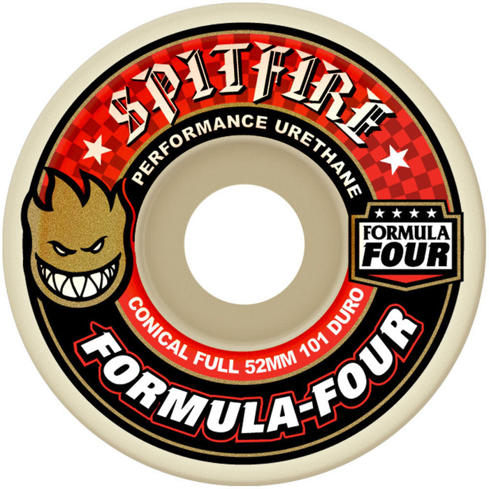 Spitfire Formula Four Conical Full Skateboard Wheels - 56mm 101a - White (Set of 4)