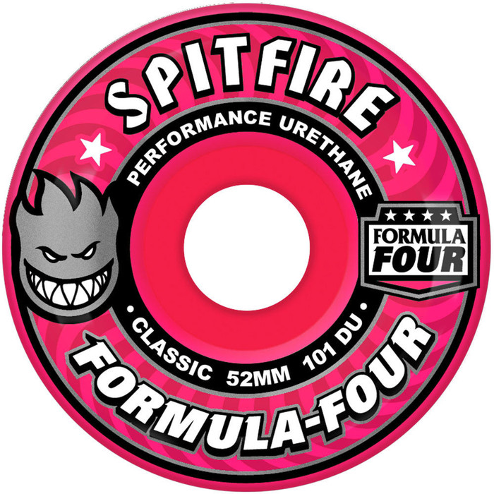 Spitfire Formula Four Classic Skateboard Wheels - 54mm 101a - Hot Pink (Set of 4)