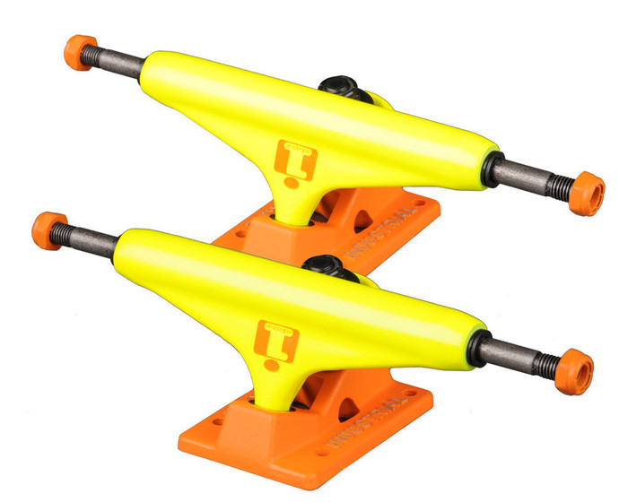 Industrial Skateboard Trucks - 5.25 - Neon Yellow/Tangerine (Set of 2)