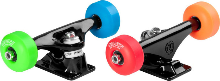 Mini Logo Trucks - 8.38 - Black ; ML Bearings ; Wheels - 52mm - 101a - Assorted Color (Set of 2)