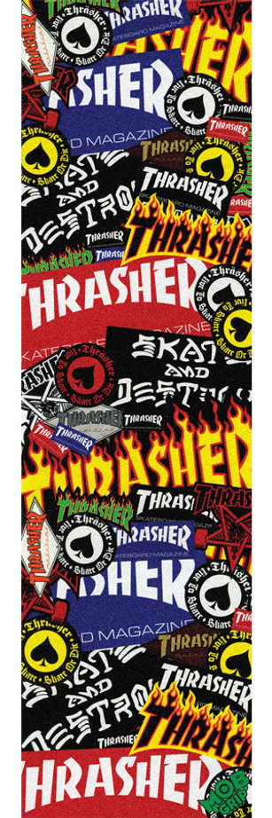 Mob Thrasher Sticker Collage Skateboard Griptape - 9in x 33in (1 Sheet)