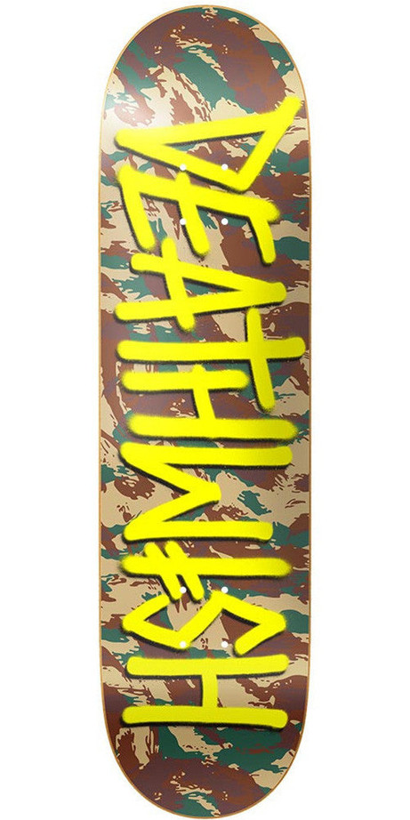 Deathwish Deathspray Skateboard Deck - 8.125in x 32.0in - Camo/Yellow