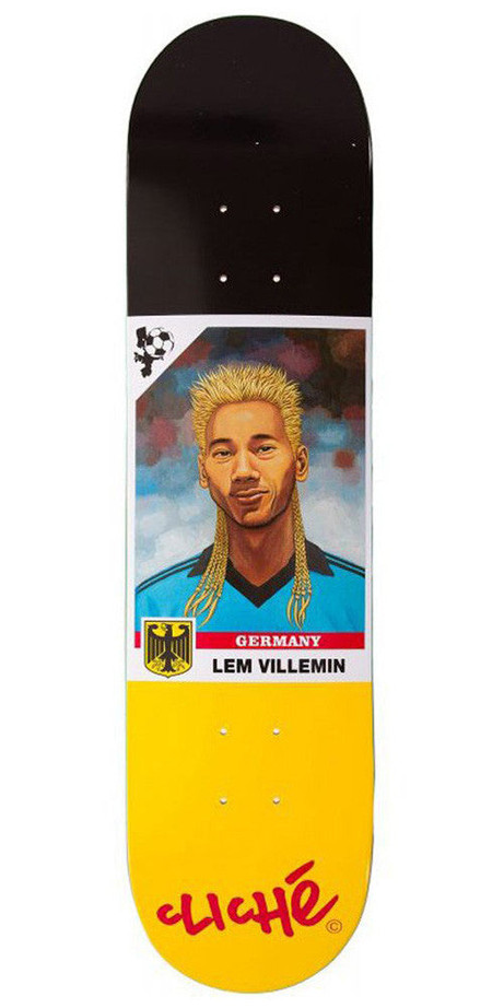 Cliche Lem Villemin Hair Cup R7 Skateboard Deck - Black/Yellow - 7.75