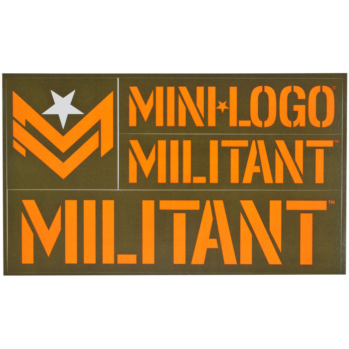 Mini Logo Militant Sticker - Orange/Army