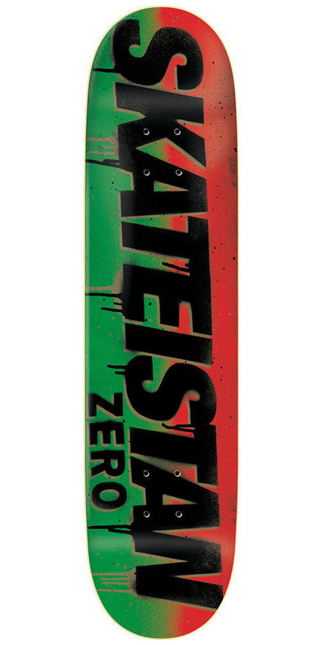 Zero Skateistan Stencil R7 Skateboard Deck - Green/Red - 8.0