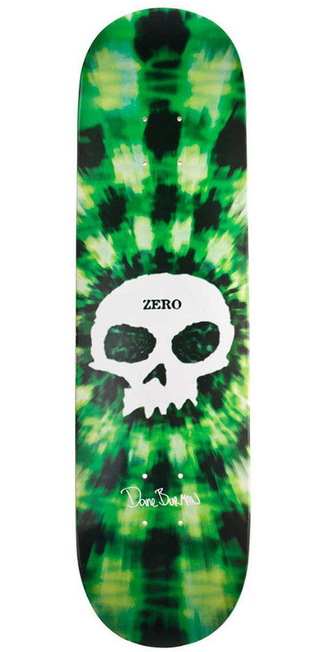 Zero Dane Burman Tie Dye Signature Skull R7 Skateboard Deck - Green - 8.13