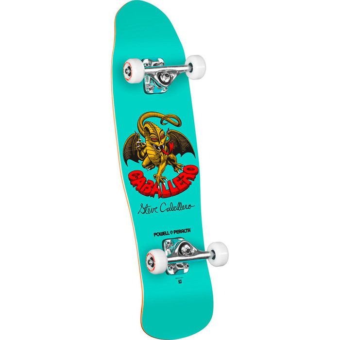 Powell Peralta Mini Caballero Dragon II 5 Complete Skateboard - Teal - 8.0in x 29.5in