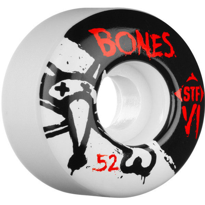 Bones STF V1 Series Skateboard Wheels - White - 52mm 83b (Set of 4)