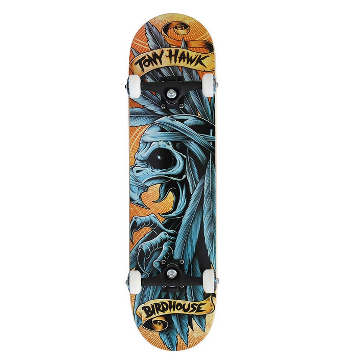 Birdhouse Tony Hawk Headdress Complete Skateboard - Orange/Blue - 8.0