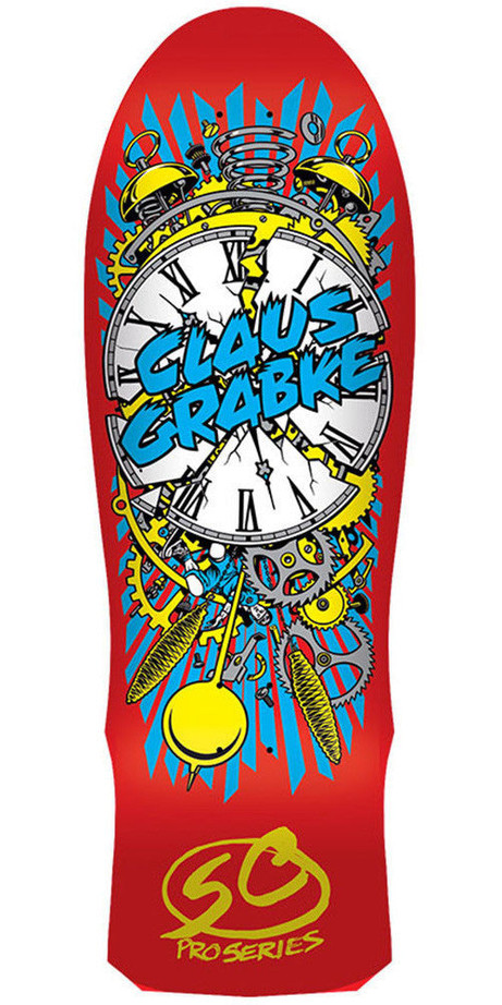 Santa Cruz Grabke Exploding Clock Reissue Skateboard Deck - Red - 30.0in x 10.0in