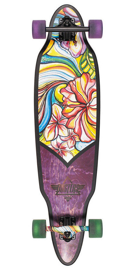 Dusters Flora Longboard Cruiser Complete Skateboard - Purple/Green - 37.5in