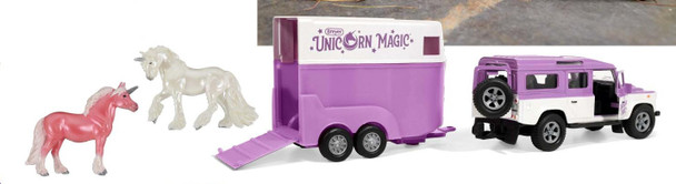 Breyer Horses Stablemates Unicorn Magic Land Rover & Tag-A-Long trailer