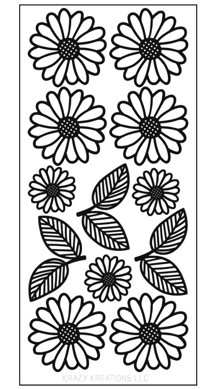 Black and White Watercolor Daisy Doodle | Sticker