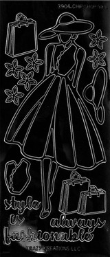 Paper Doll Outline Sticker, Shopping Girl