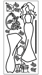 Paper Doll Outline Sticker, Glamour Girl