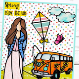 Paper Doll Outline Sticker, Spring Air Girl