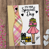 Girl with Presents Card Kit