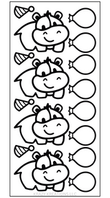 Cute Hippo Outline Sticker