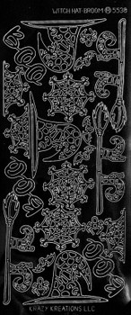 Witch Broom & Hat Outline Sticker Witch Broom & Hat Outline Sticker