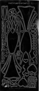 Paper Doll Outline Sticker, Party Glamour Girl Paper Doll Outline Sticker, Party Glamour Girl