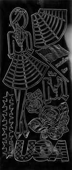 Paper Doll Outline Sticker, USA Girl Paper Doll Outline Sticker, USA Girl
