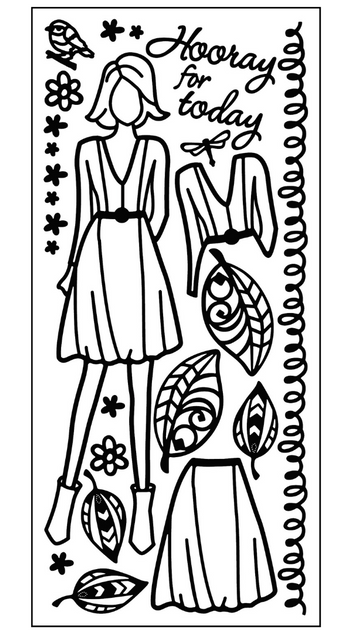 Paper Doll Outline Sticker, Nature Girl