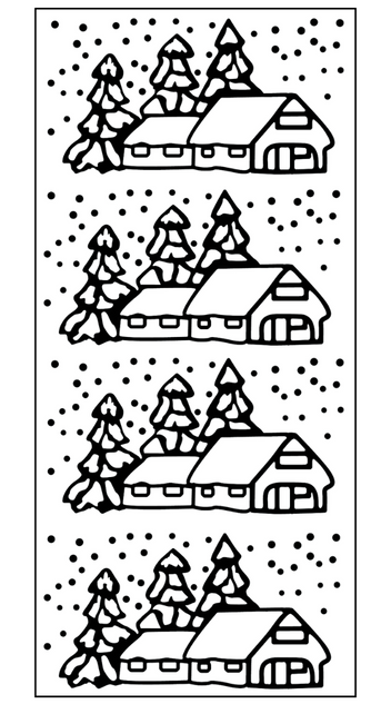 Snowy Cabin Outline Sticker