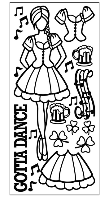 Paper Doll Outline Sticker, Irish Dancer