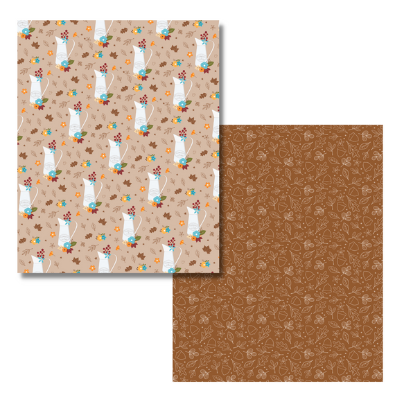 BULK Autumn Breeze Paper - Pitcher/Brown Acorns, 8.5x11, 12pc
