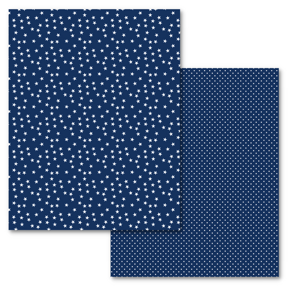 BULK Stars & Stripes Paper - Stars & Dots on Navy, 8.5x11, 12pc