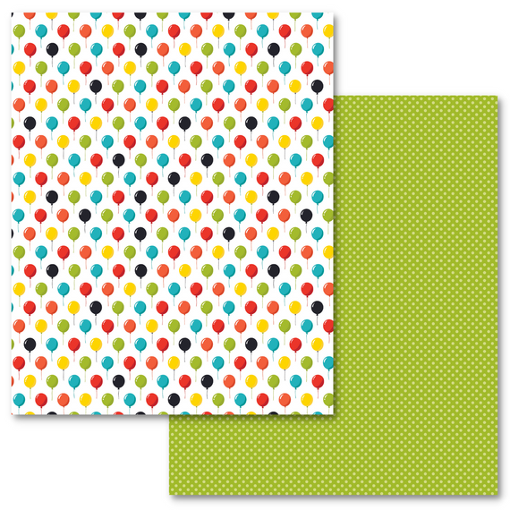 BULK Party Time Paper - Balloons / Green Dots , 8.5x11