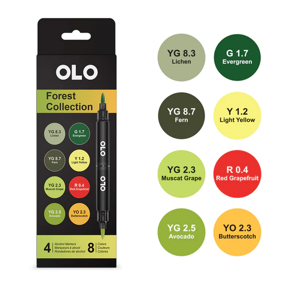 OLO 4pc Alcohol Marker Set, Forest