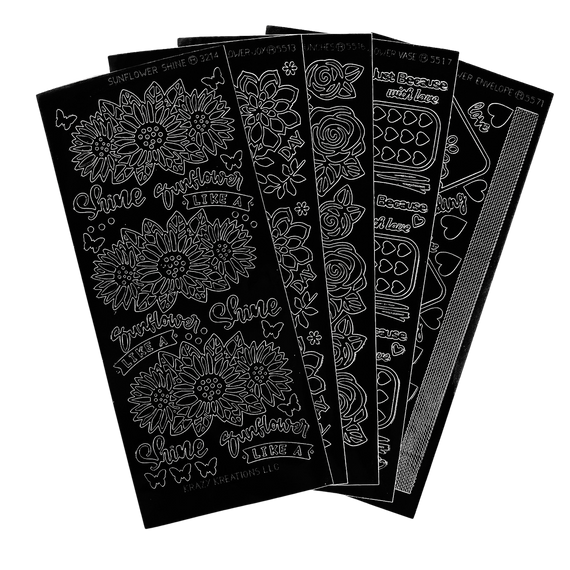 Flower Bunches Outline Sticker Bundle