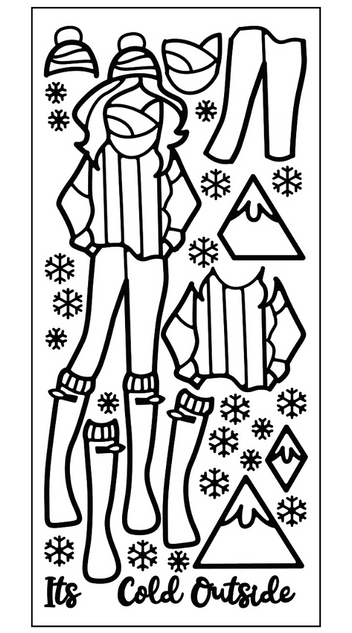 Paper Doll Outline Sticker, Snow Girl